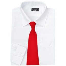 Boys White Formal Shirt & Red Tie